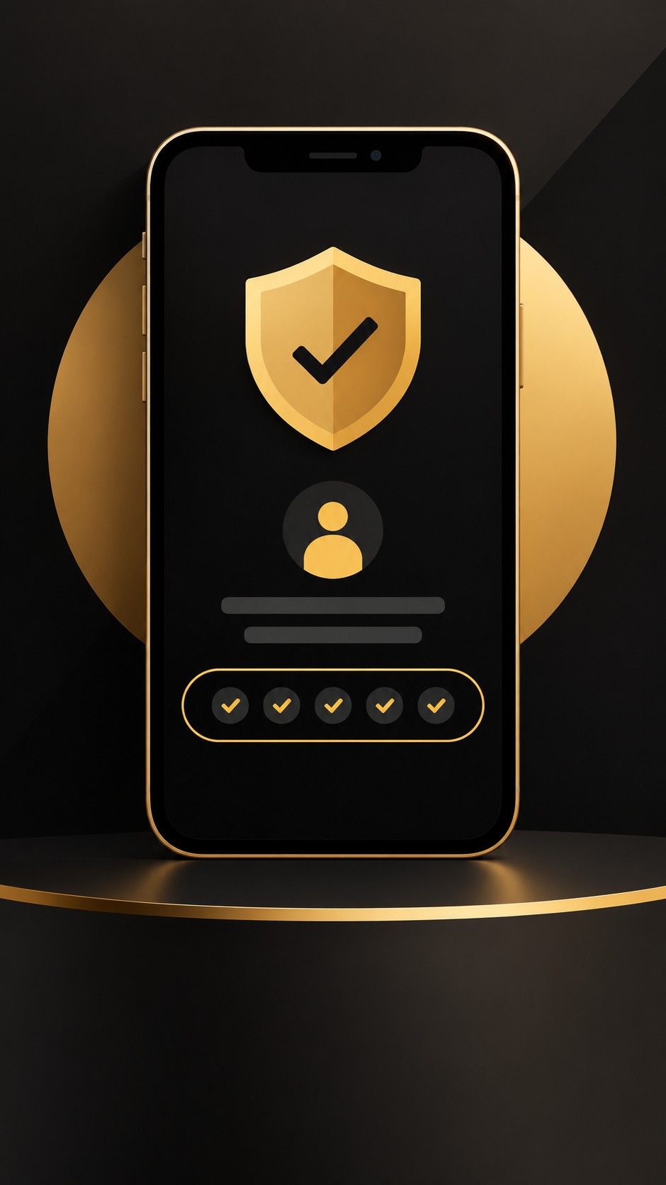 Phone showing a verification screen with a shield icon